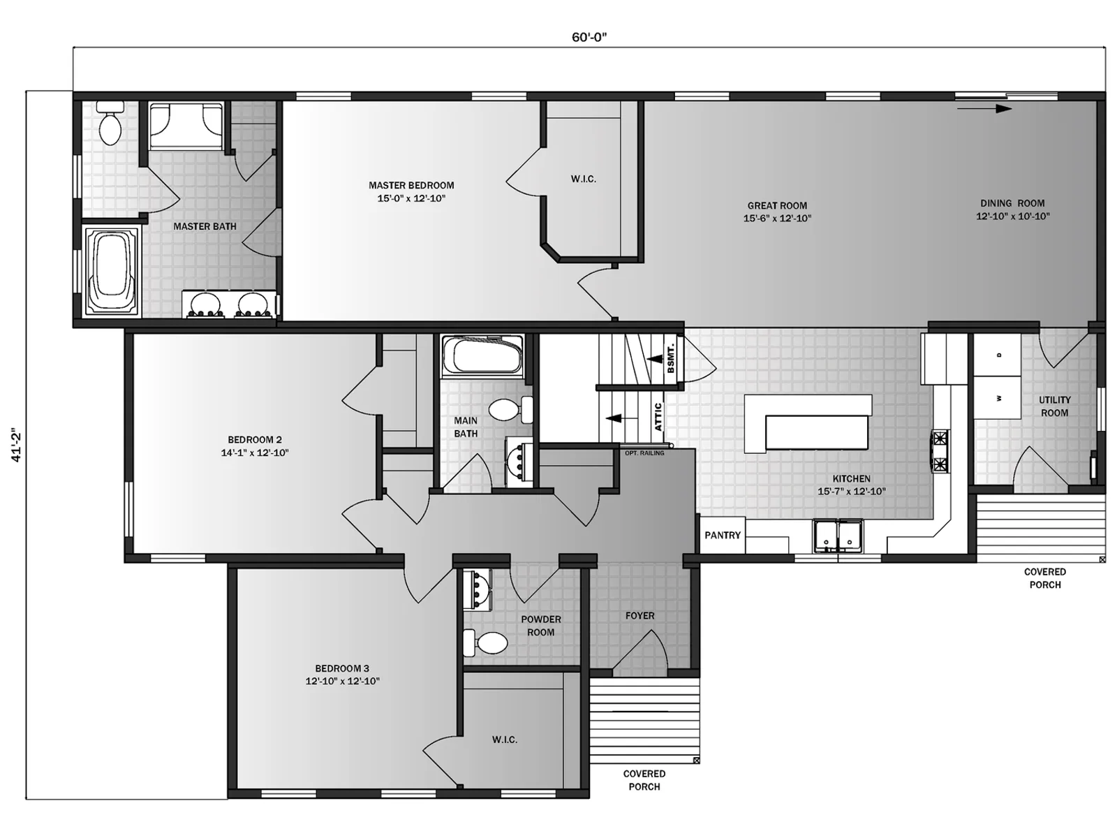 Asheville floor plan, drawn by Pleasant Valley Homes