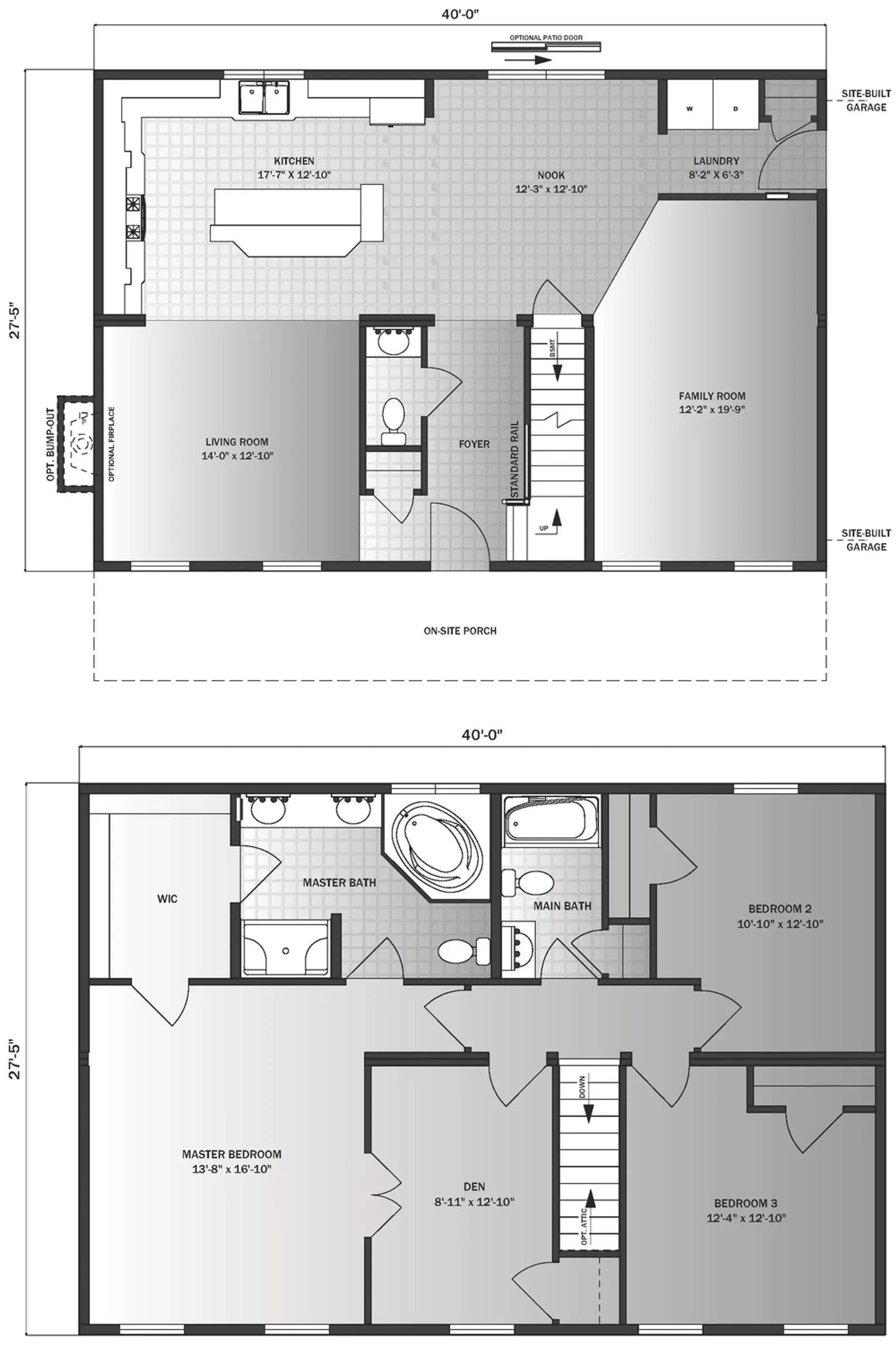 Astoria II floor plan, drawn by Pleasant Valley Homes