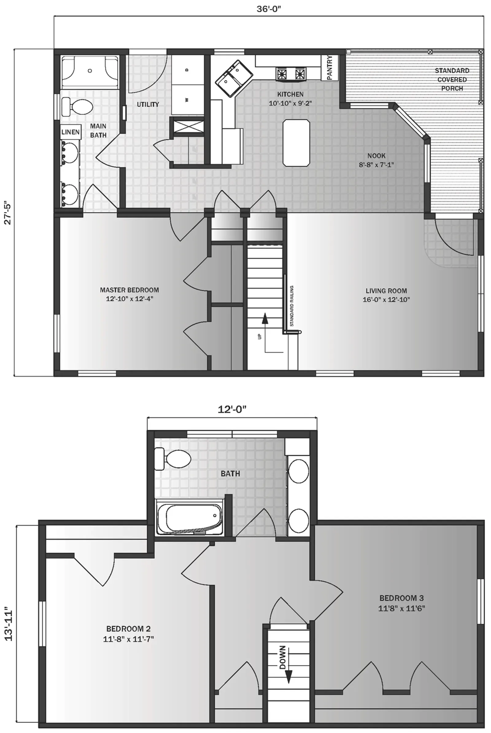 Beach Haven floor plan, drawn by Pleasant Valley Homes