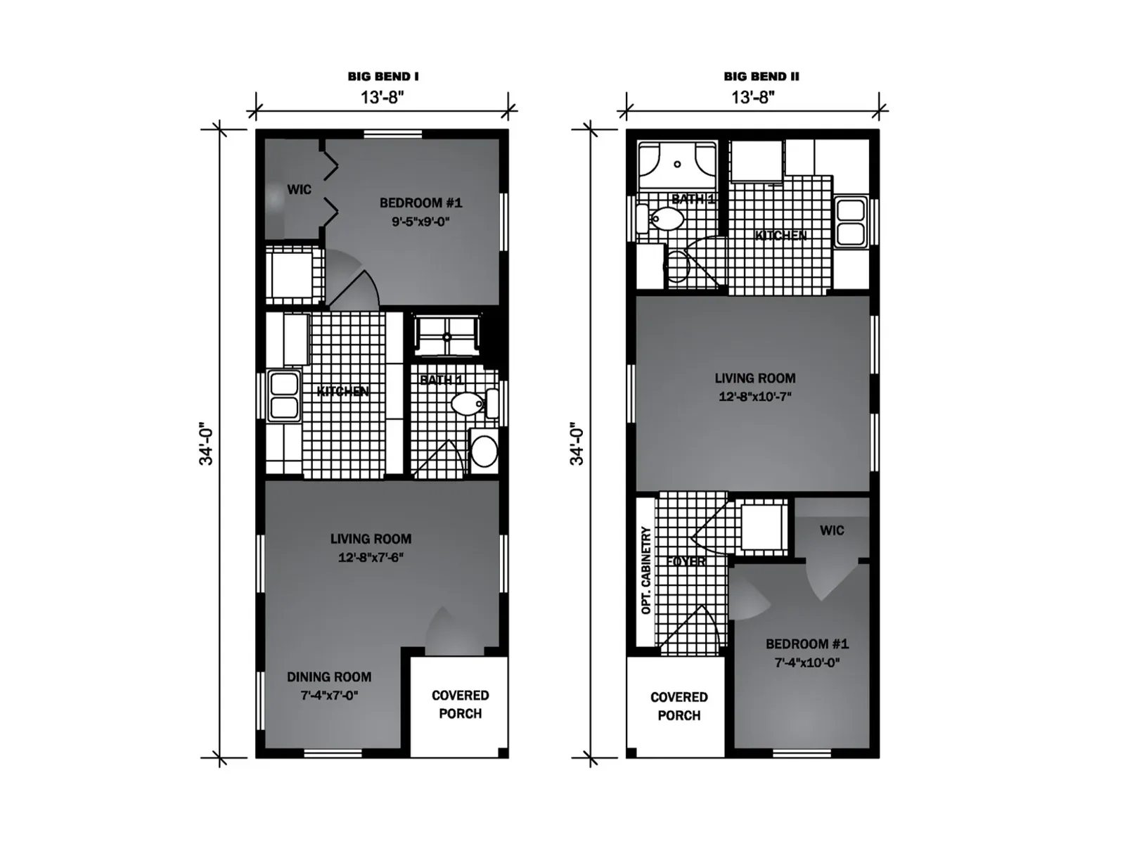 Big Bend ADU floor plan, drawn by Pleasant Valley Homes
