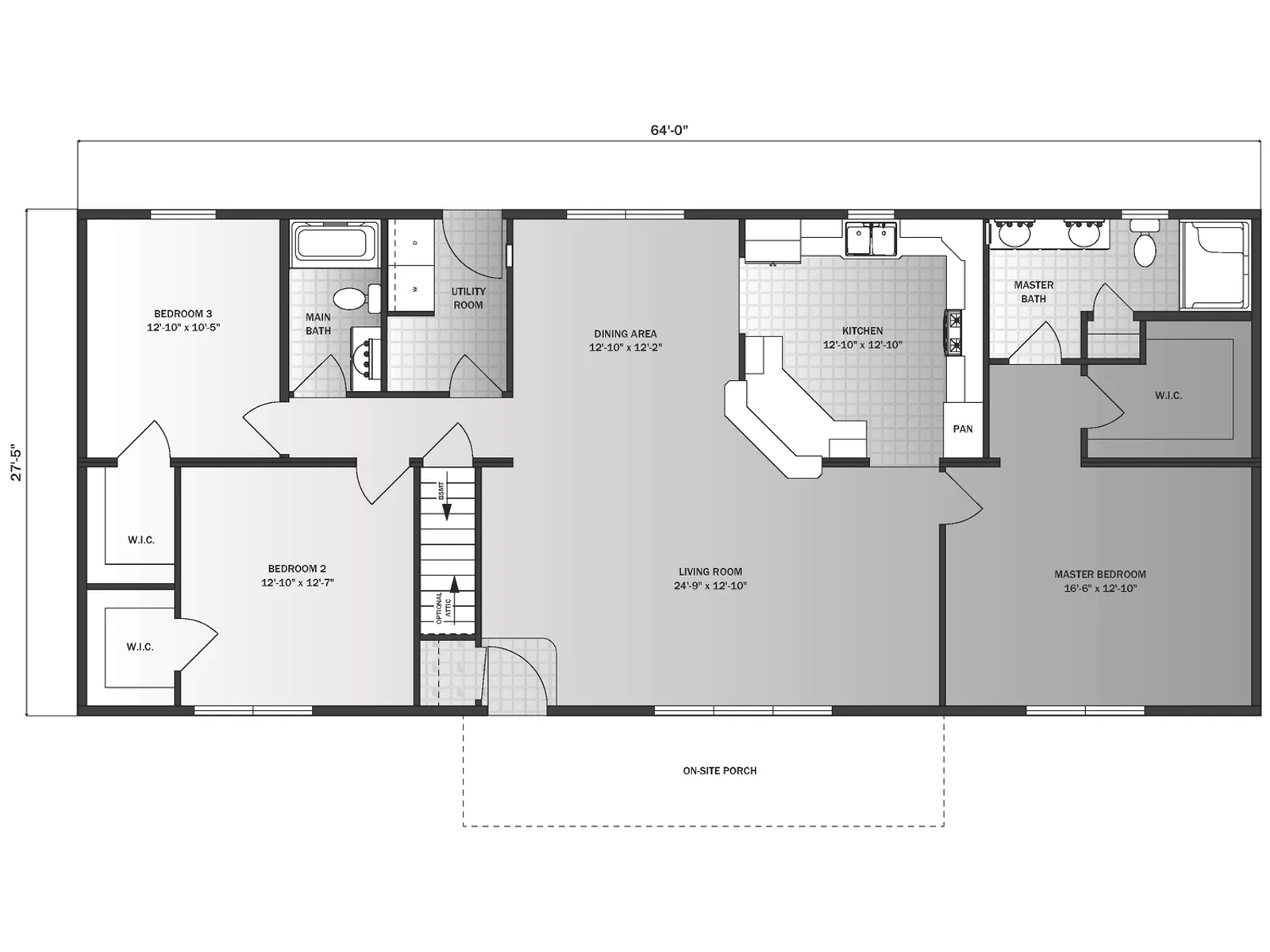Brighton I-A floor plan, drawn by Pleasant Valley Homes