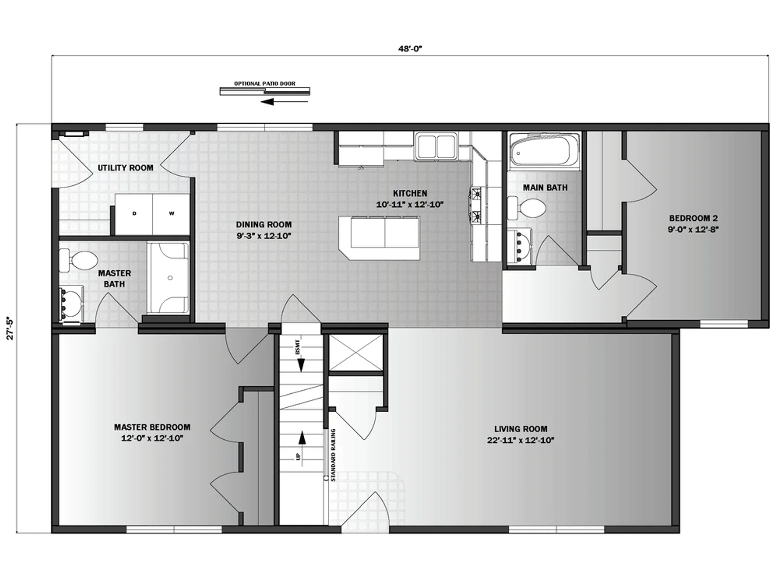 Cape Freeport II floor plan, drawn by Pleasant Valley Homes