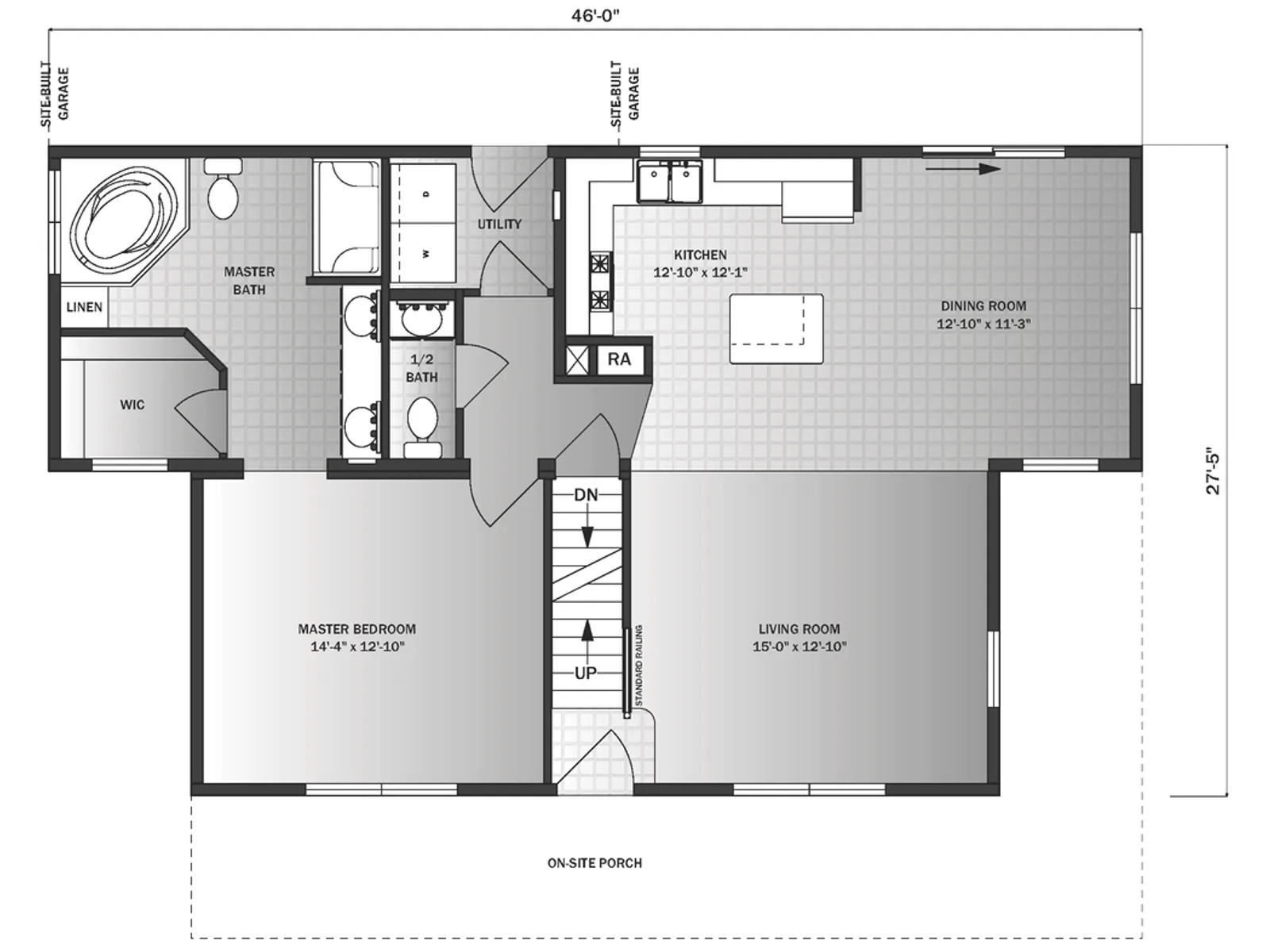 Cape Horn floor plan, drawn by Pleasant Valley Homes
