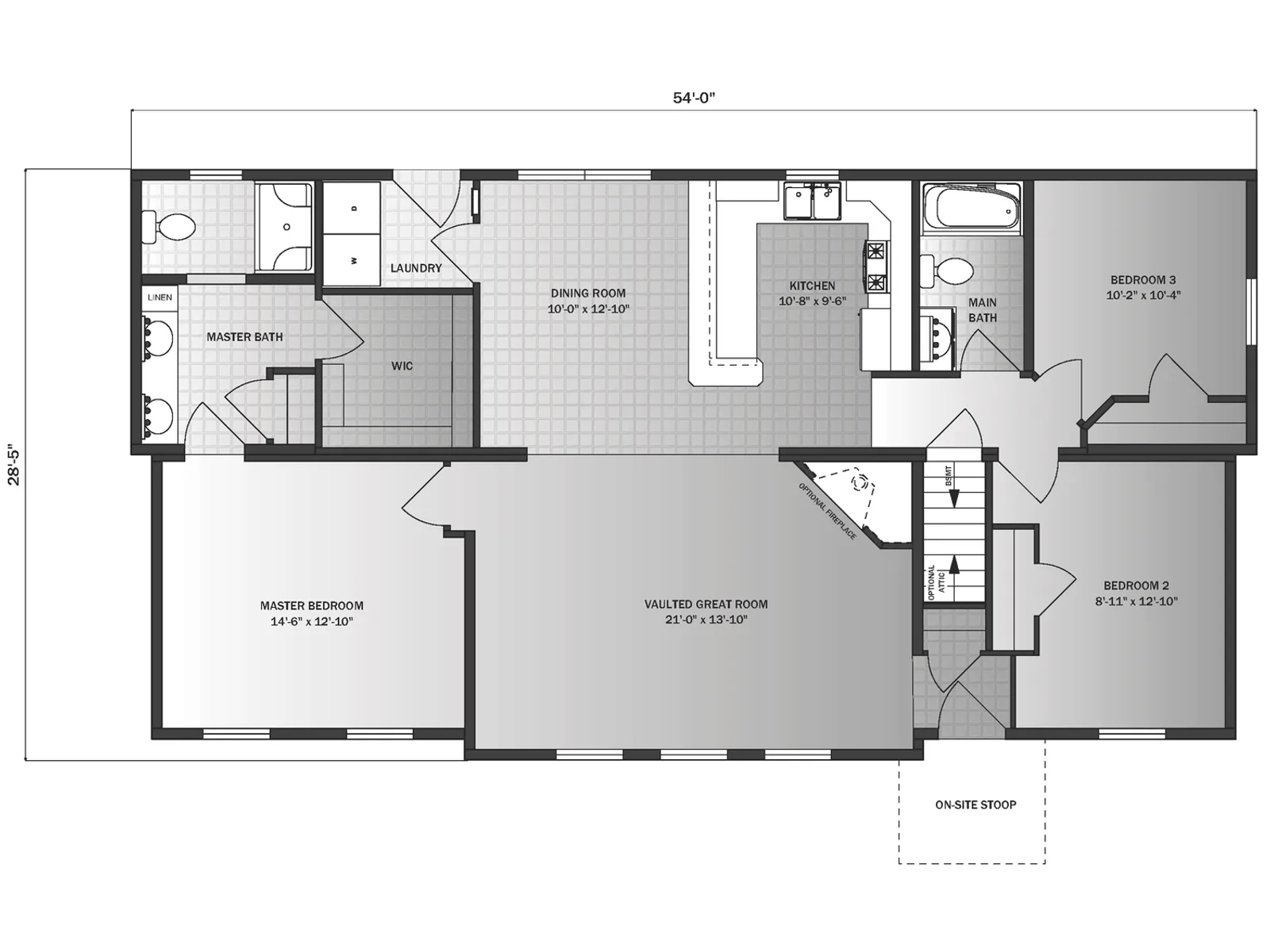 Cascade floor plan, drawn by Pleasant Valley Homes