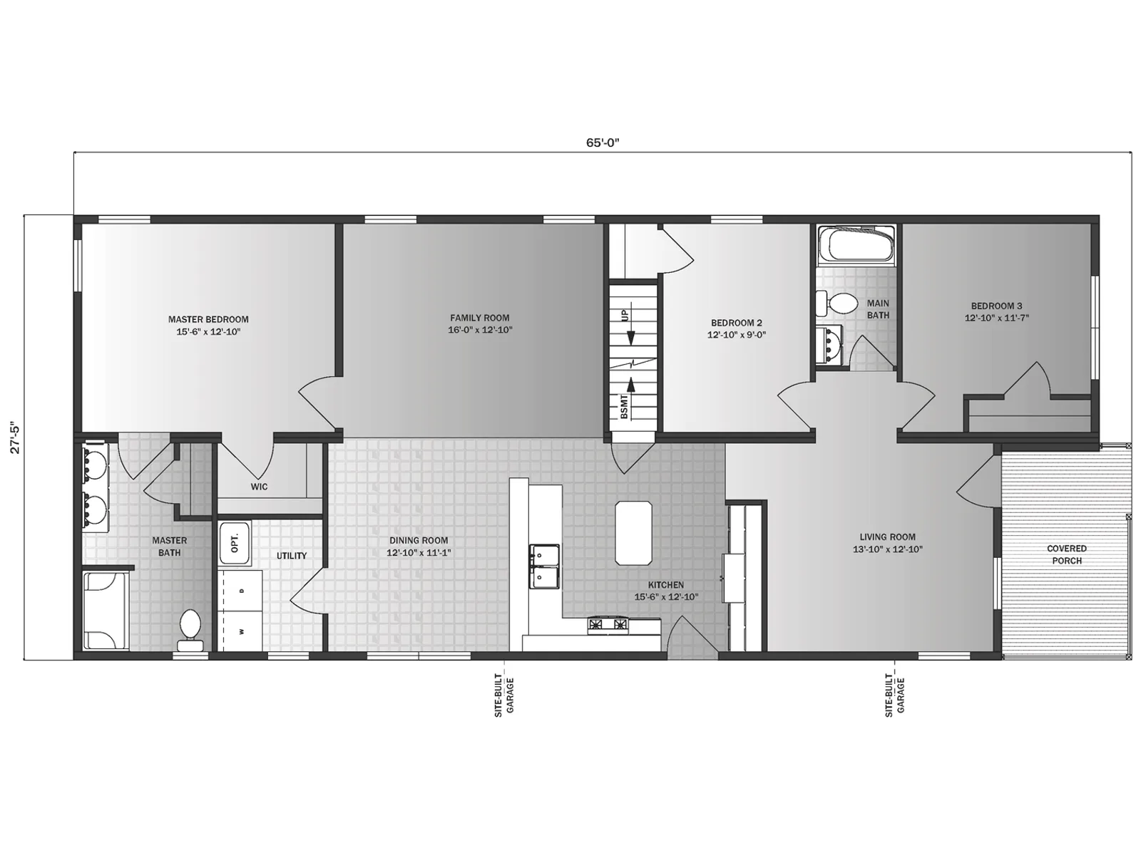 Clarendon floor plan, drawn by Pleasant Valley Homes