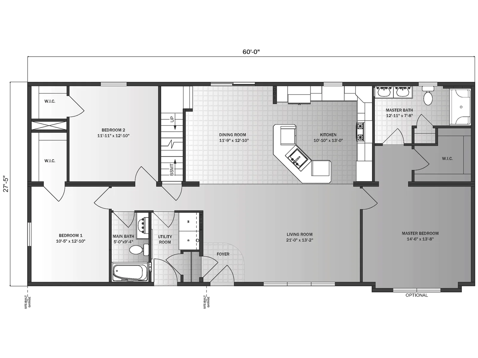 Dover floor plan, drawn by Pleasant Valley Homes