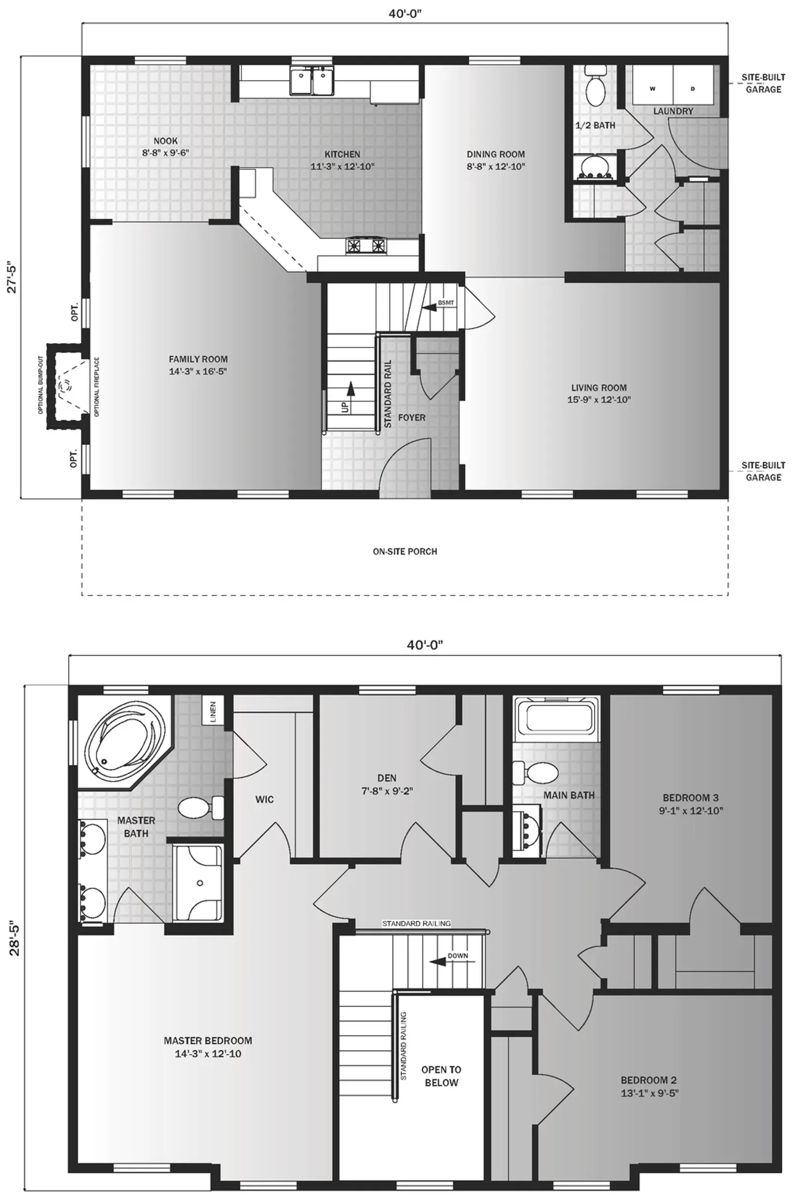 Felicity floor plan, drawn by Pleasant Valley Homes