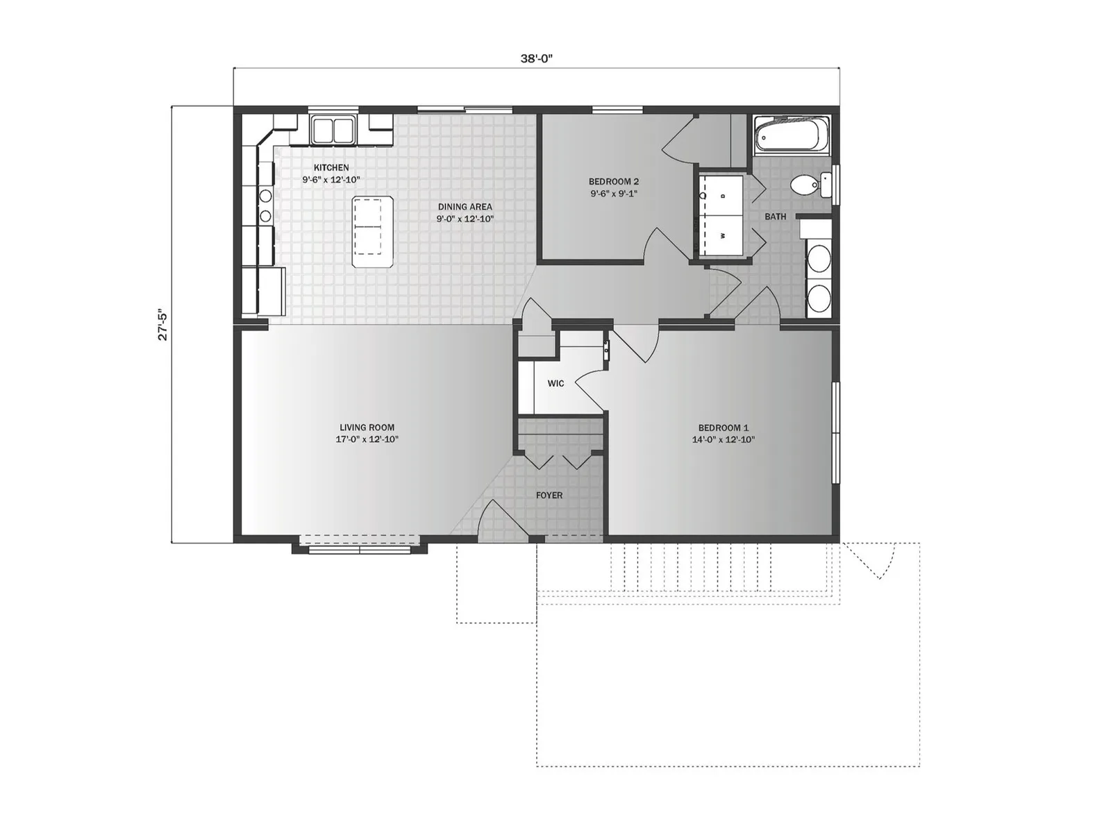 Fillmore floor plan, drawn by Pleasant Valley Homes
