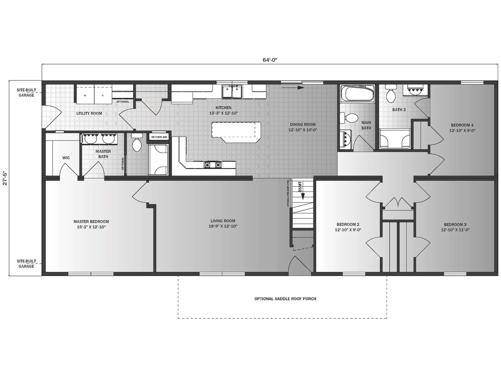 Flagstaff floor plan, drawn by Pleasant Valley Homes