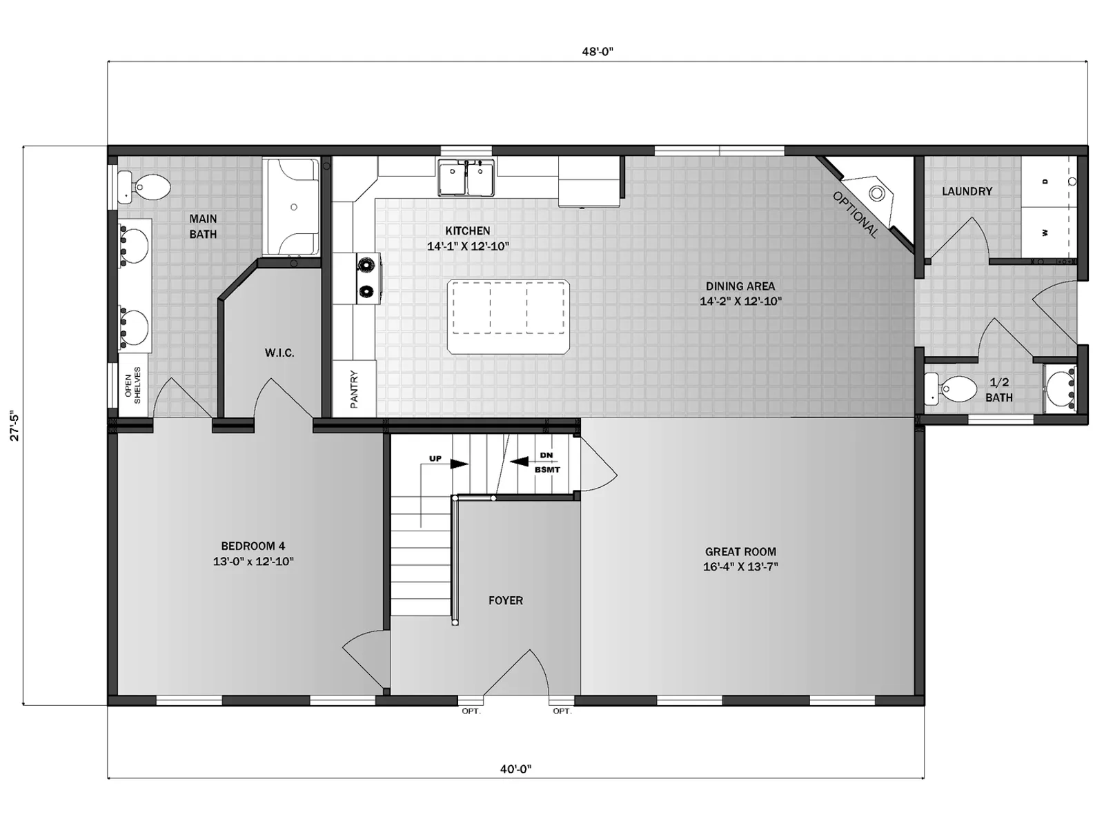 Fox Haven floor plan, drawn by Pleasant Valley Homes