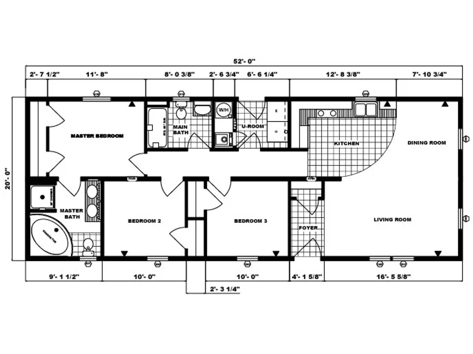G-130 floor plan, drawn by Pine Grove Homes