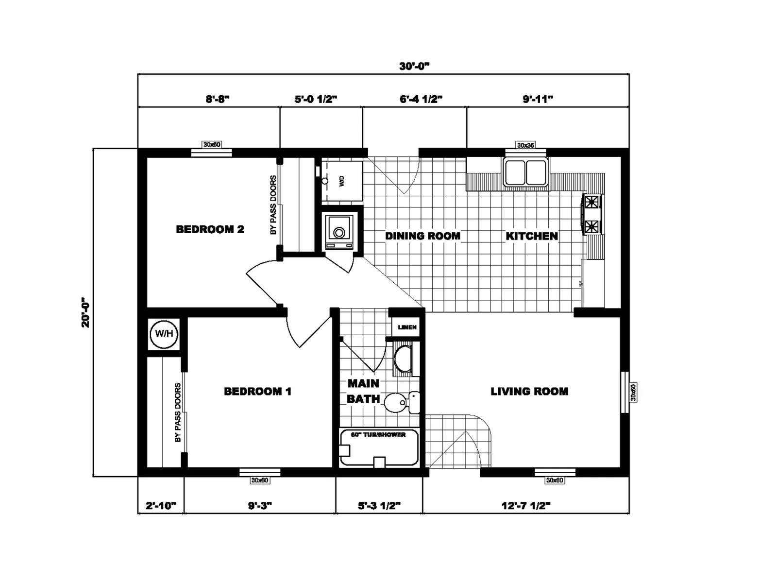 G-165 floor plan, drawn by Pine Grove Homes