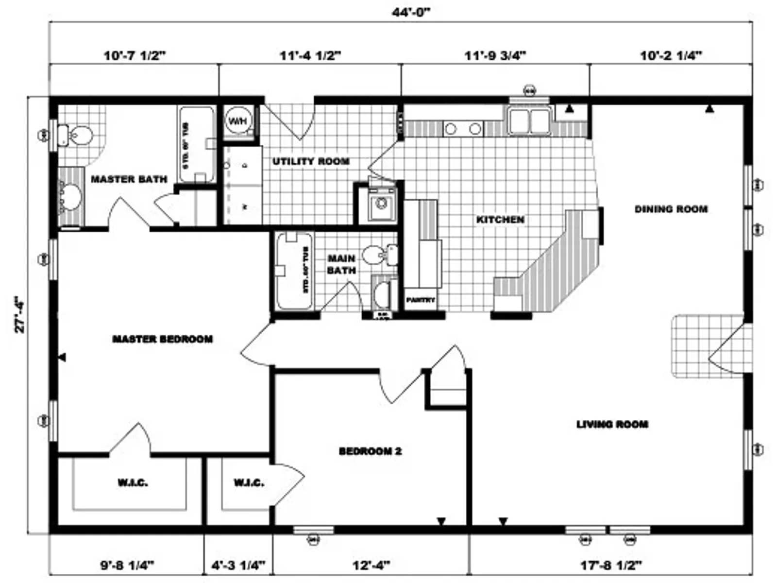 G-1740 floor plan, drawn by Pine Grove Homes