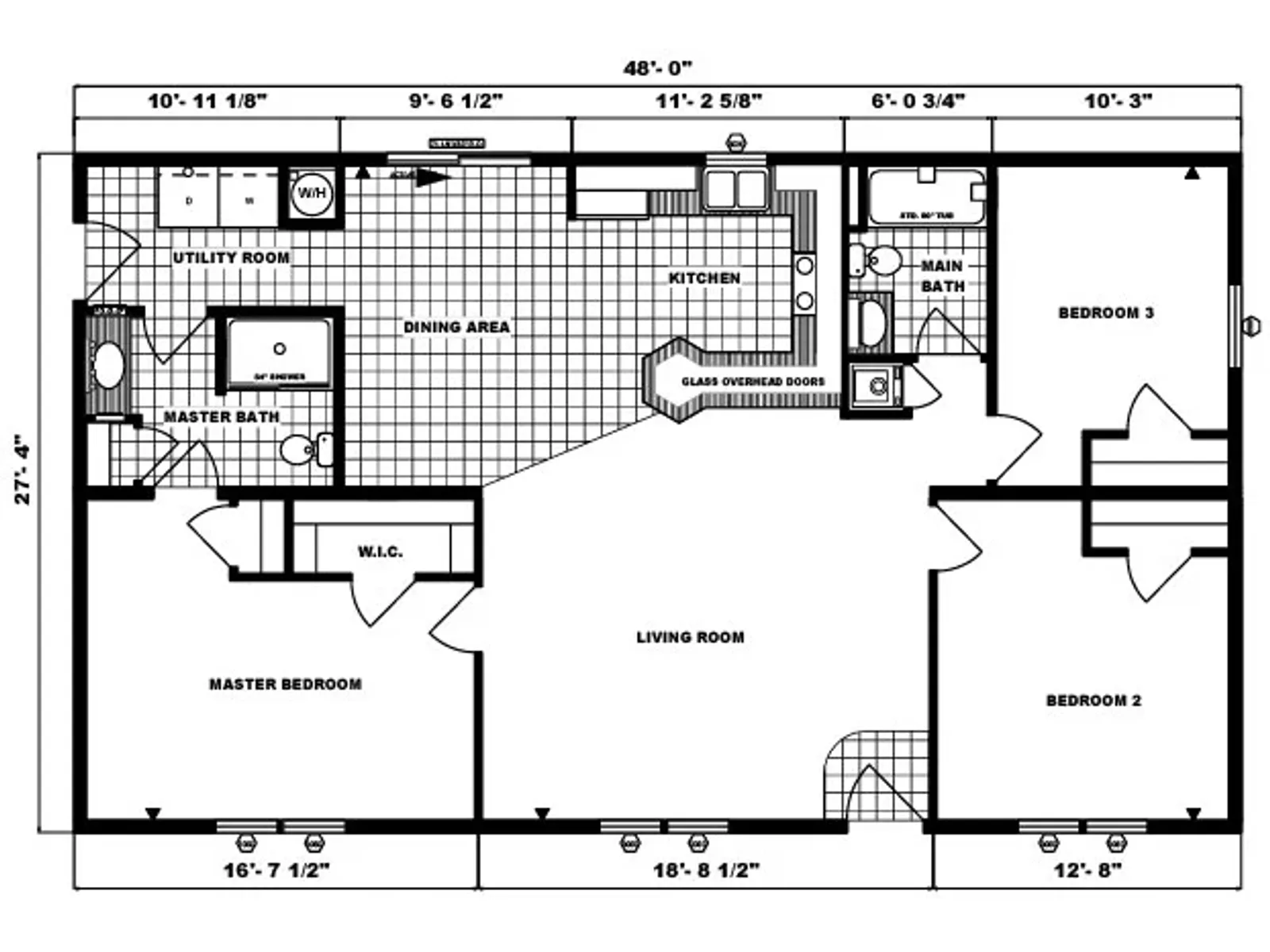 G-1752 floor plan, drawn by Pine Grove Homes