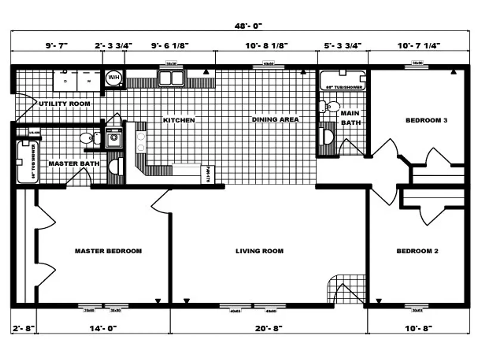 G-1768 floor plan, drawn by Pine Grove Homes