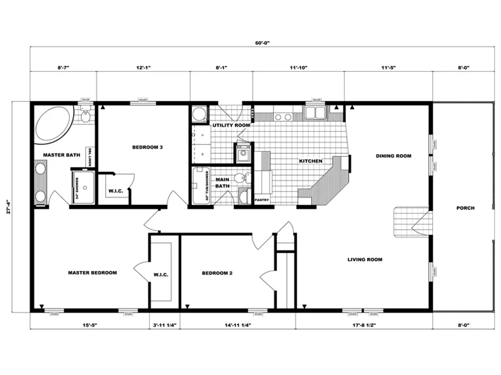 G-1780 floor plan, drawn by Pine Grove Homes