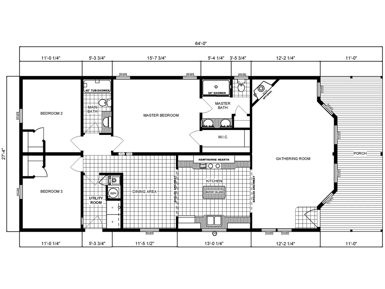 G-1792 floor plan, drawn by Pine Grove Homes
