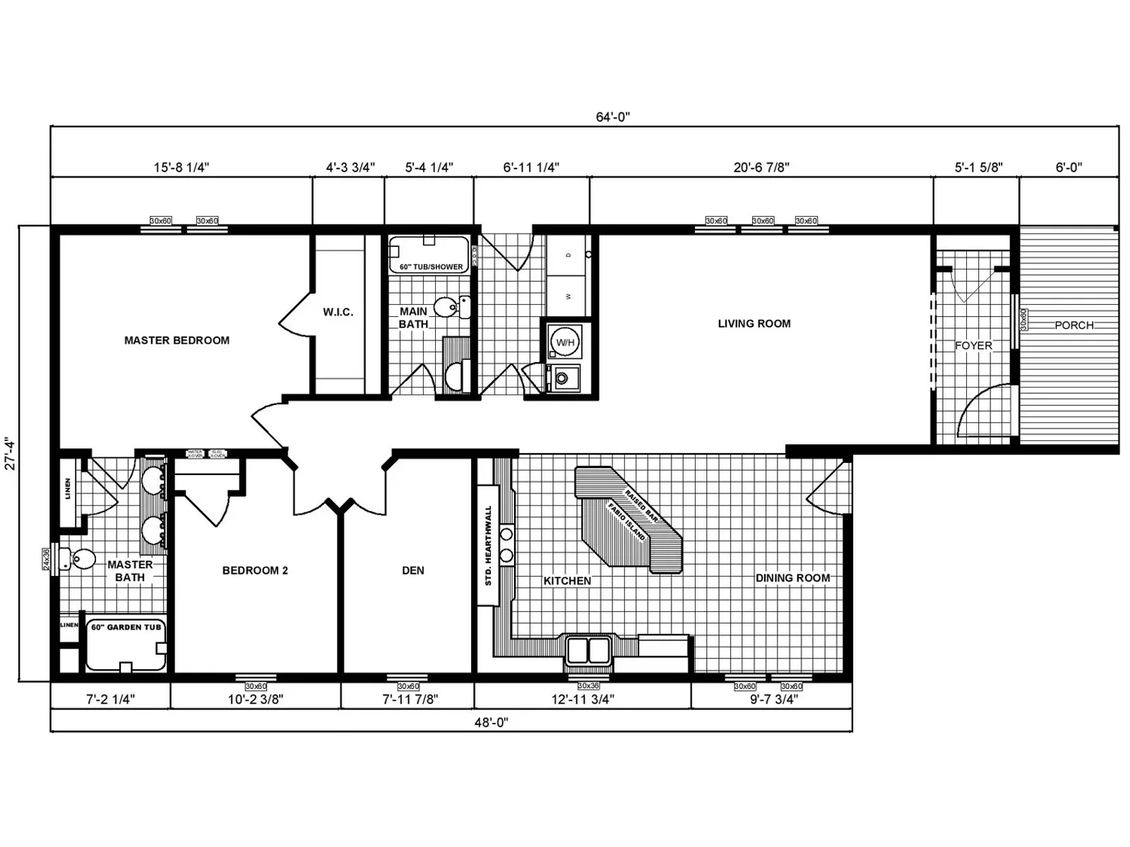 G-1804 floor plan, drawn by Pine Grove Homes