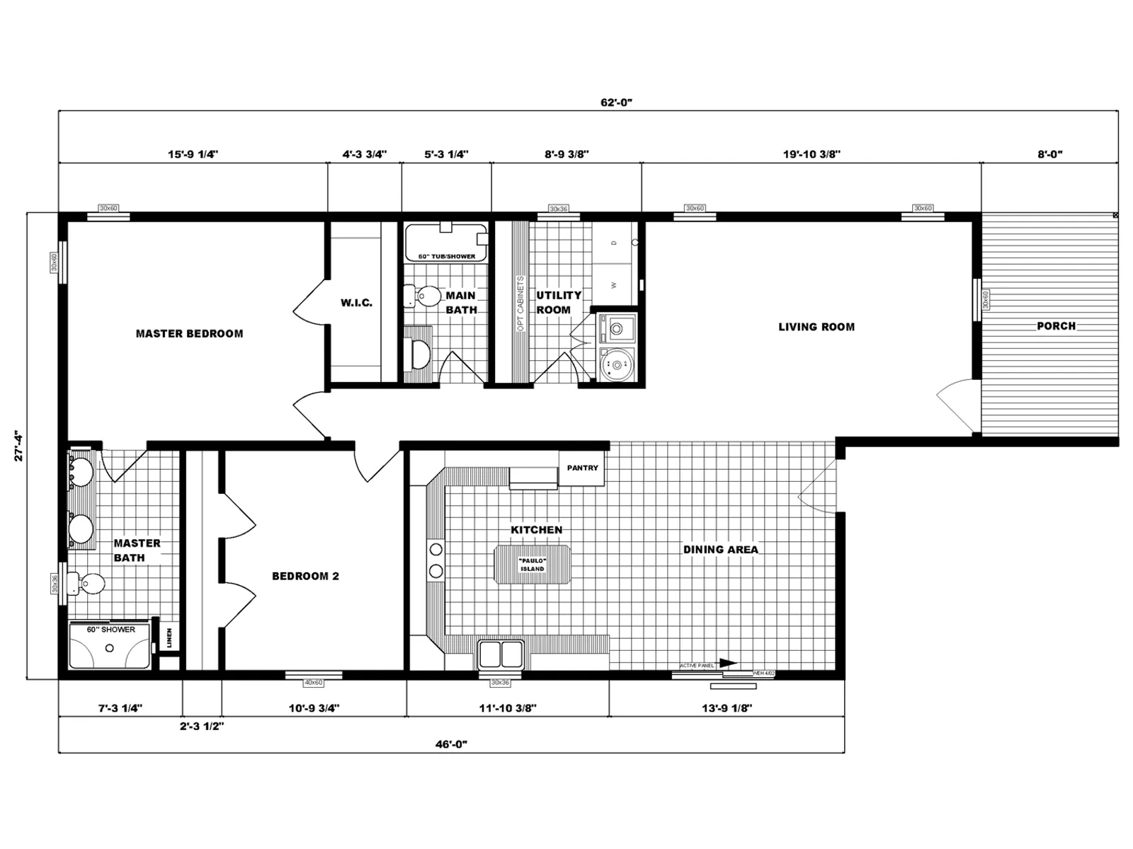 G-1818 floor plan, drawn by Pine Grove Homes