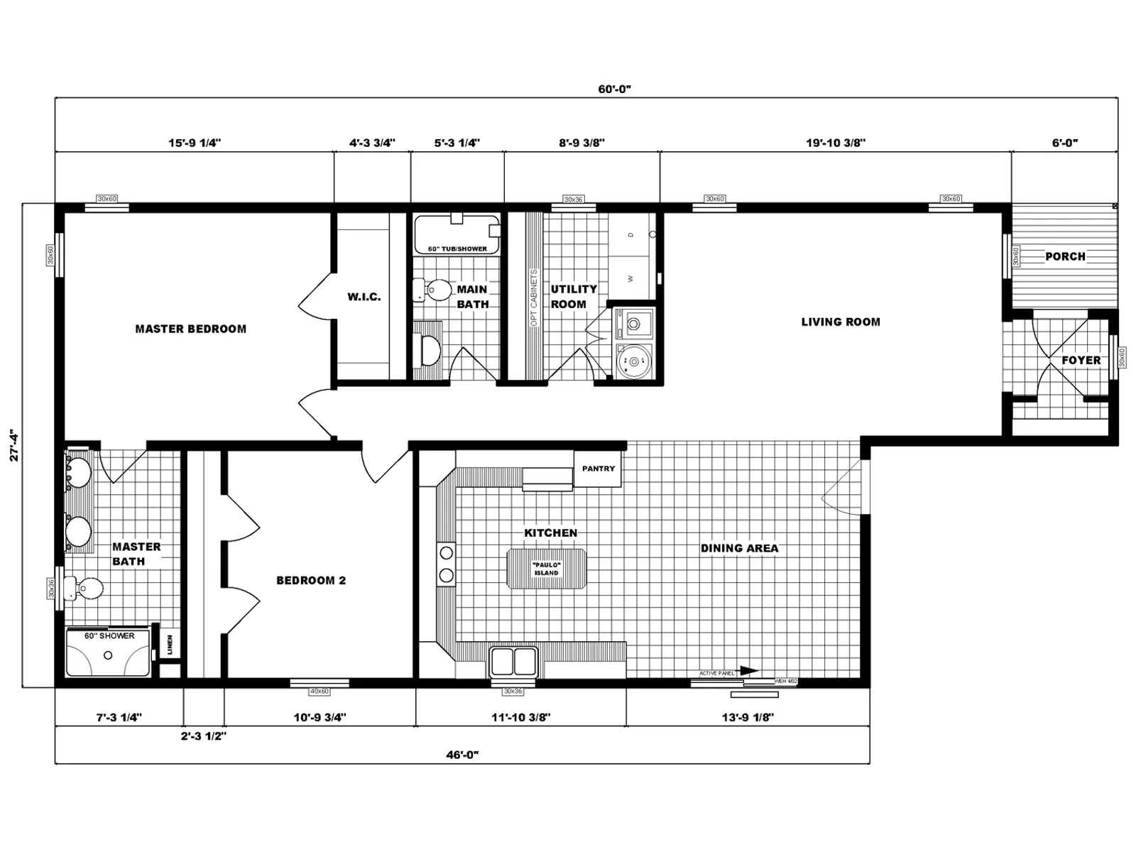 G-1819 floor plan, drawn by Pine Grove Homes