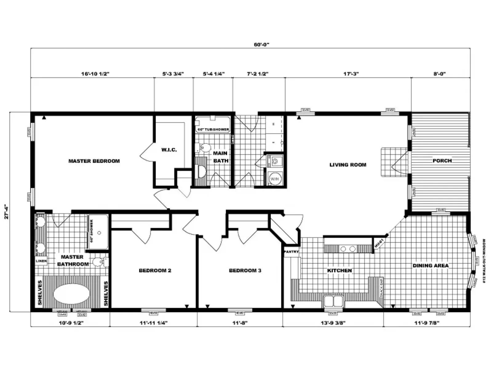 G-1836 floor plan, drawn by Pine Grove Homes