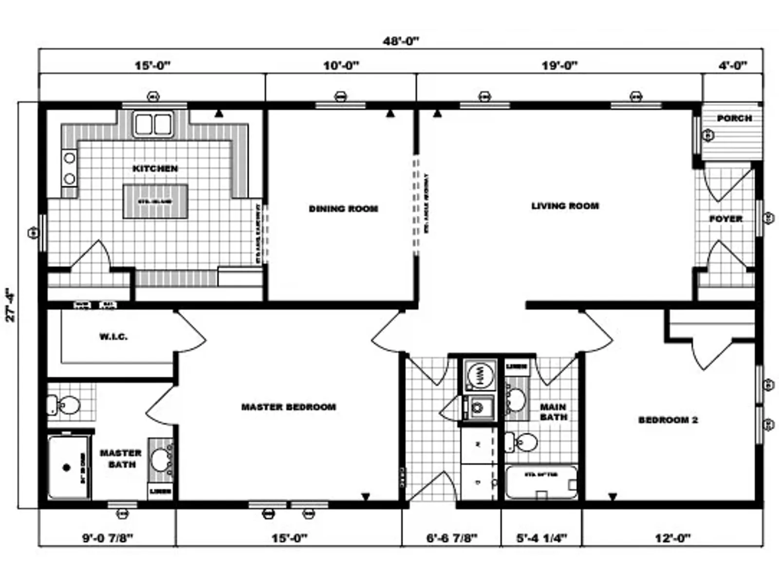 G-1870 floor plan, drawn by Pine Grove Homes