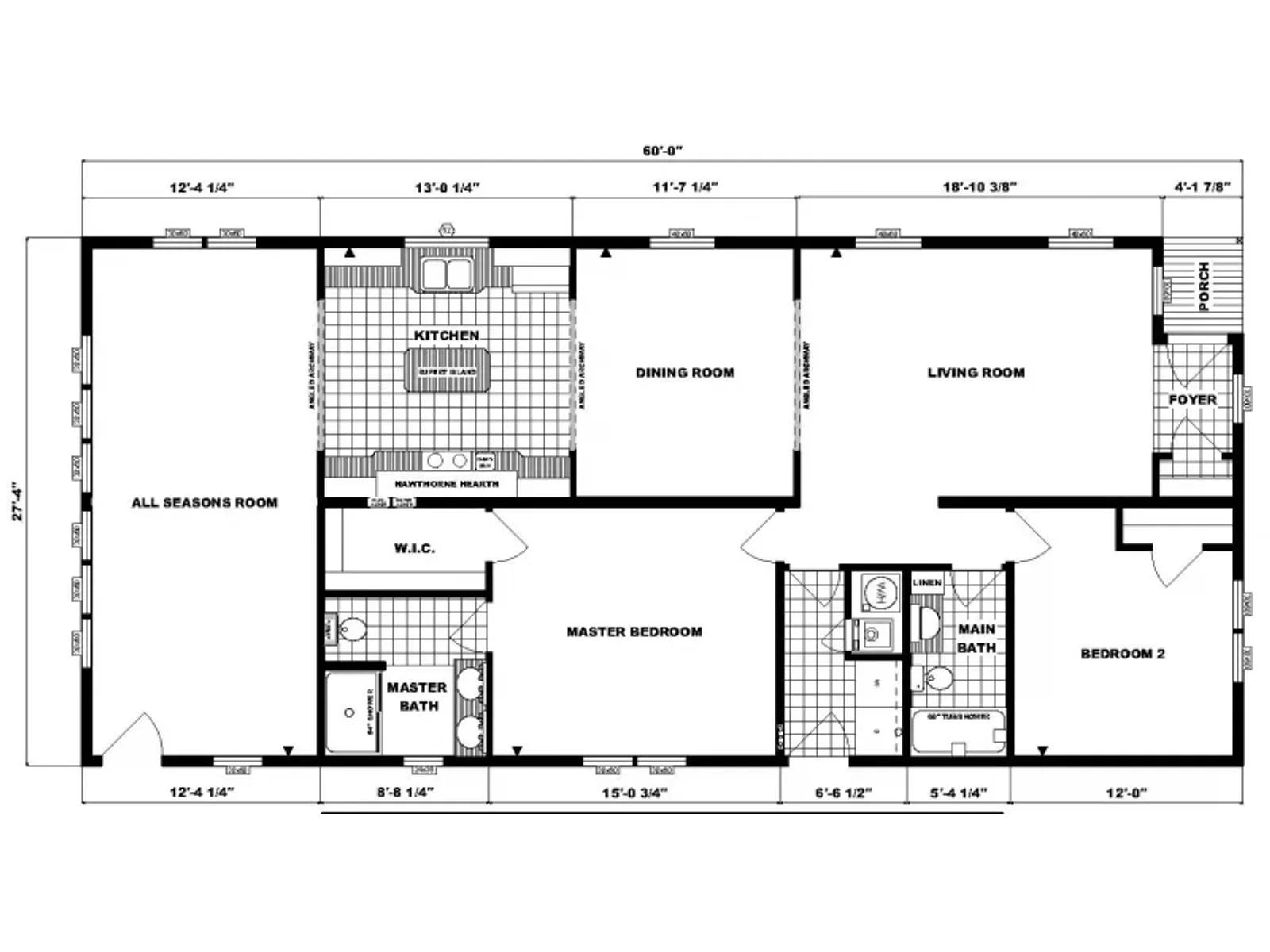 G-1873 floor plan, drawn by Pine Grove Homes