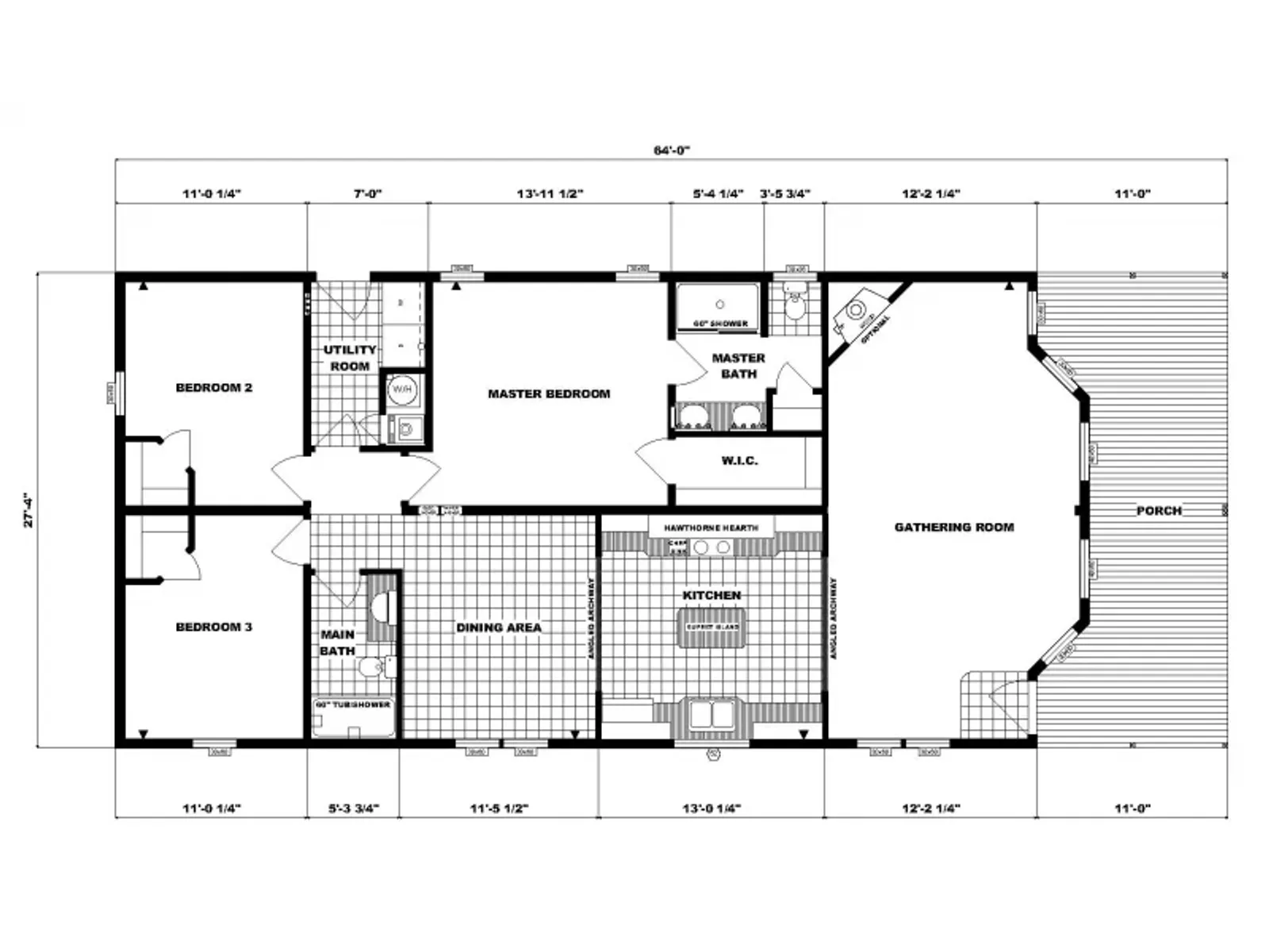 G-1892 floor plan, drawn by Pine Grove Homes