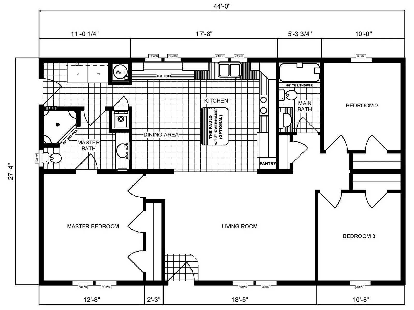 G-3125 floor plan, drawn by Pine Grove Homes