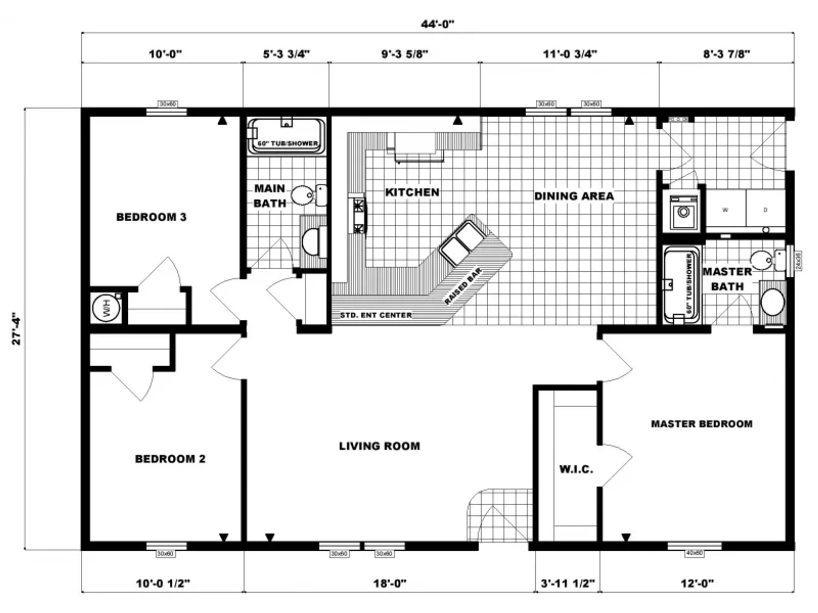 G-3126 floor plan, drawn by Pine Grove Homes