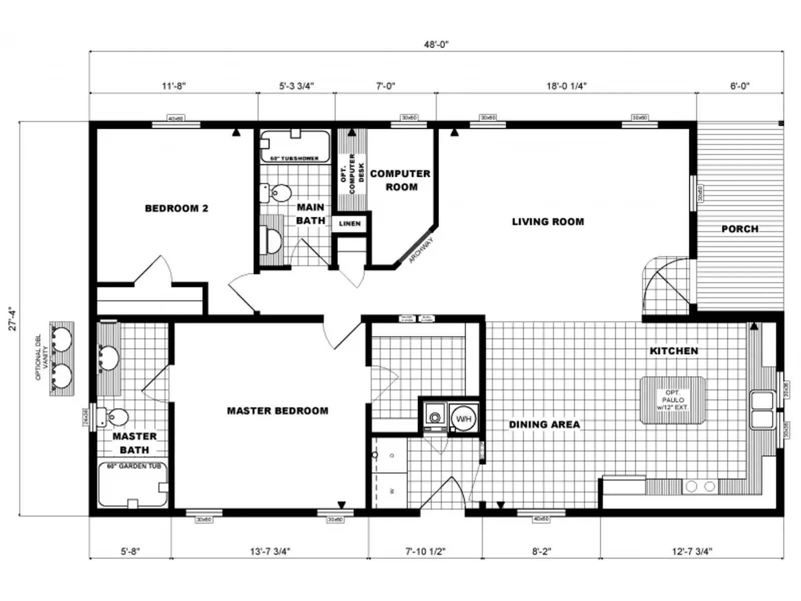 G-3154 floor plan, drawn by Pine Grove Homes
