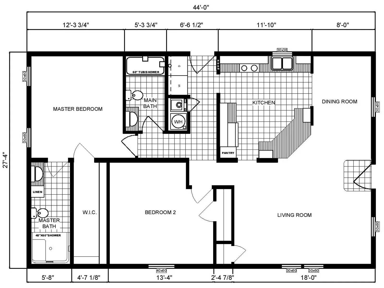 G-3204 floor plan, drawn by Pine Grove Homes