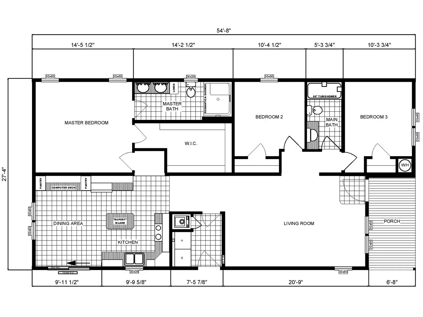 G-3400 floor plan, drawn by Pine Grove Homes