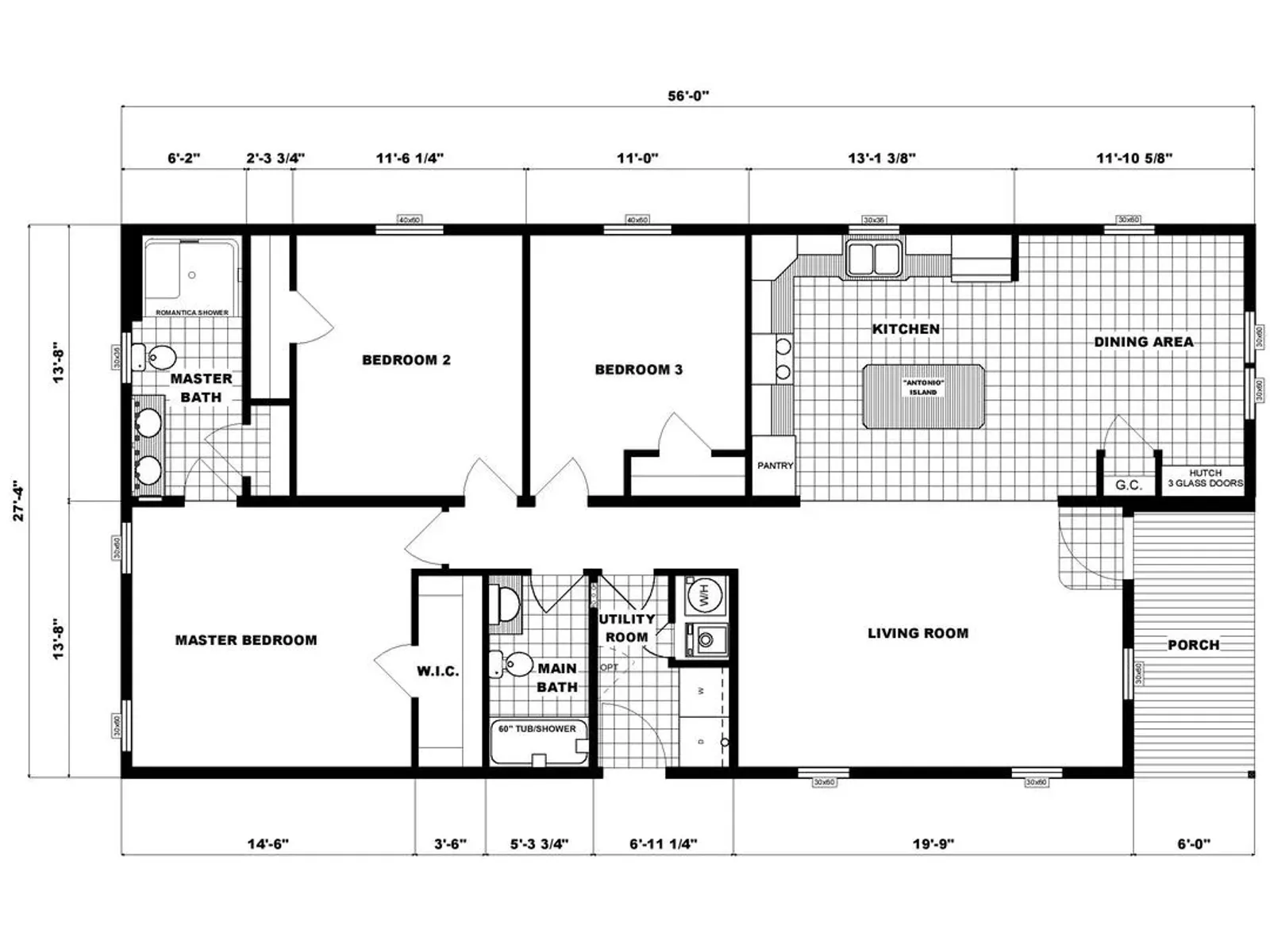 G-3454 floor plan, drawn by Pine Grove Homes
