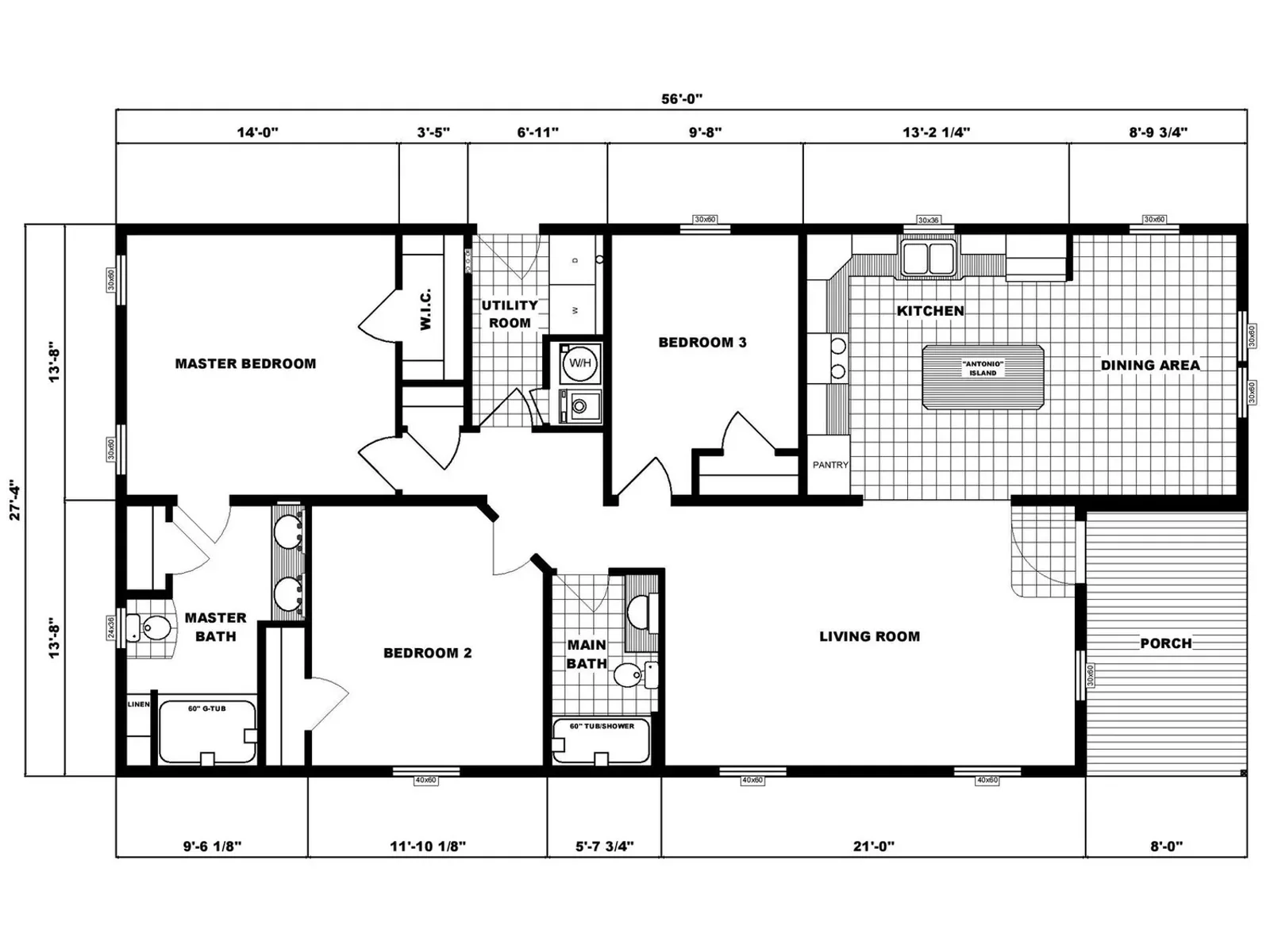 G-3455 floor plan, drawn by Pine Grove Homes