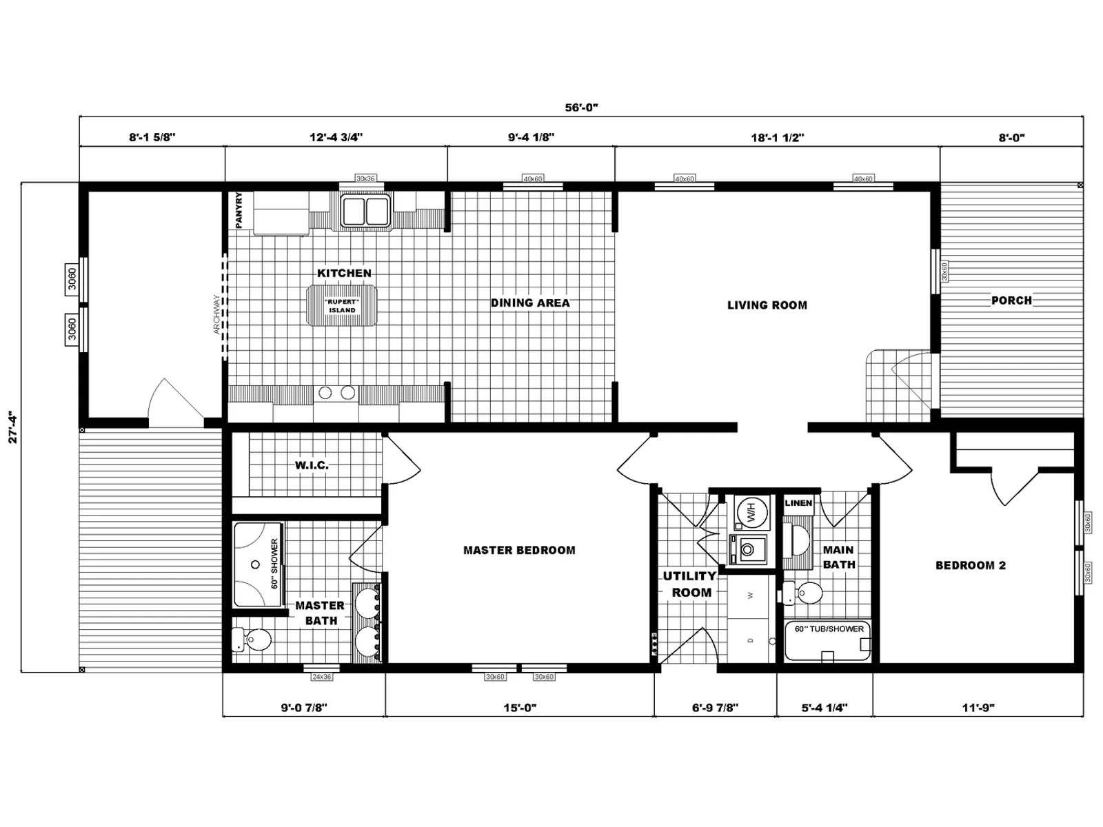 G-3460 floor plan, drawn by Pine Grove Homes