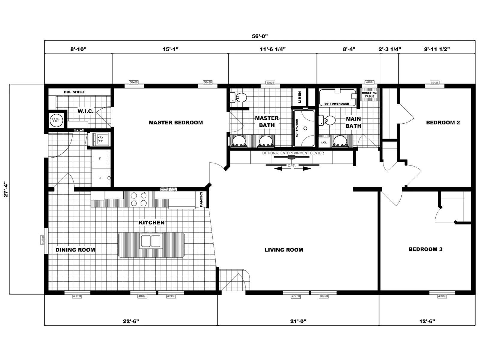 G-3462 floor plan, drawn by Pine Grove Homes
