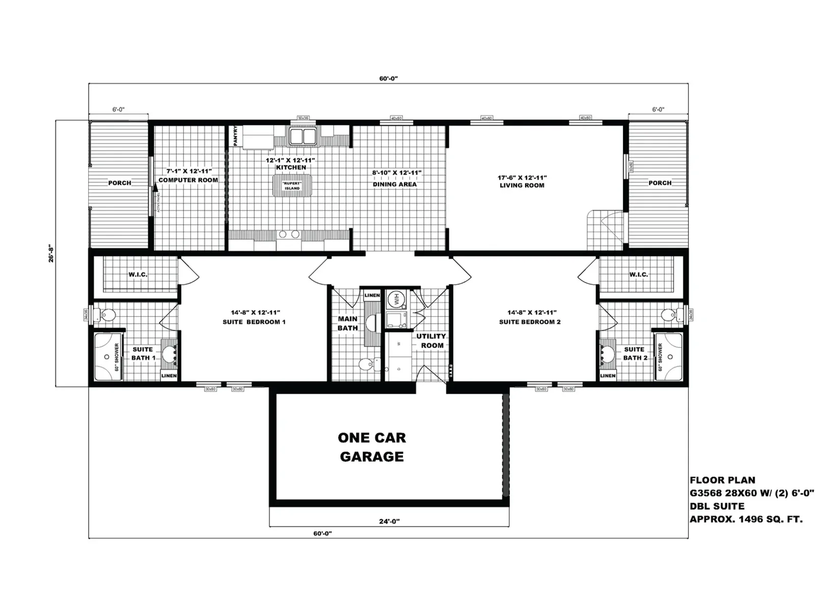 G-3568 floor plan, drawn by Pine Grove Homes
