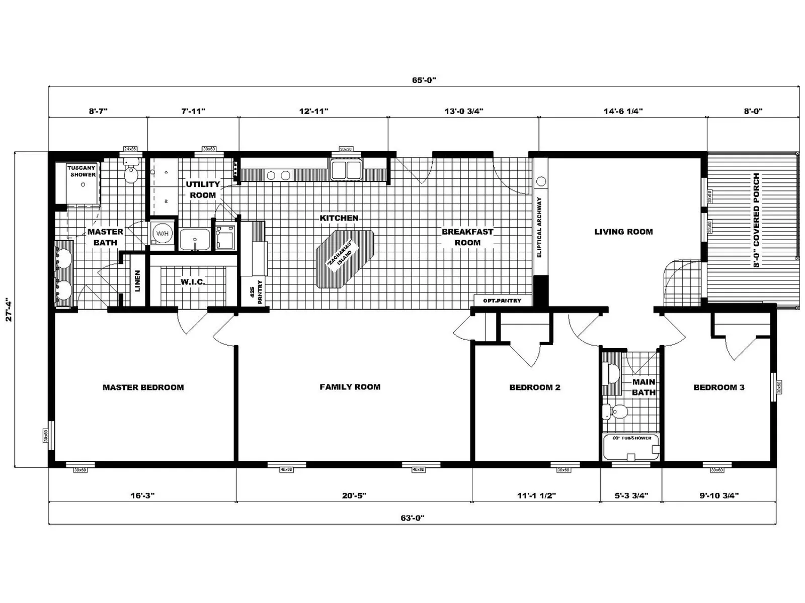 G-3602 floor plan, drawn by Pine Grove Homes
