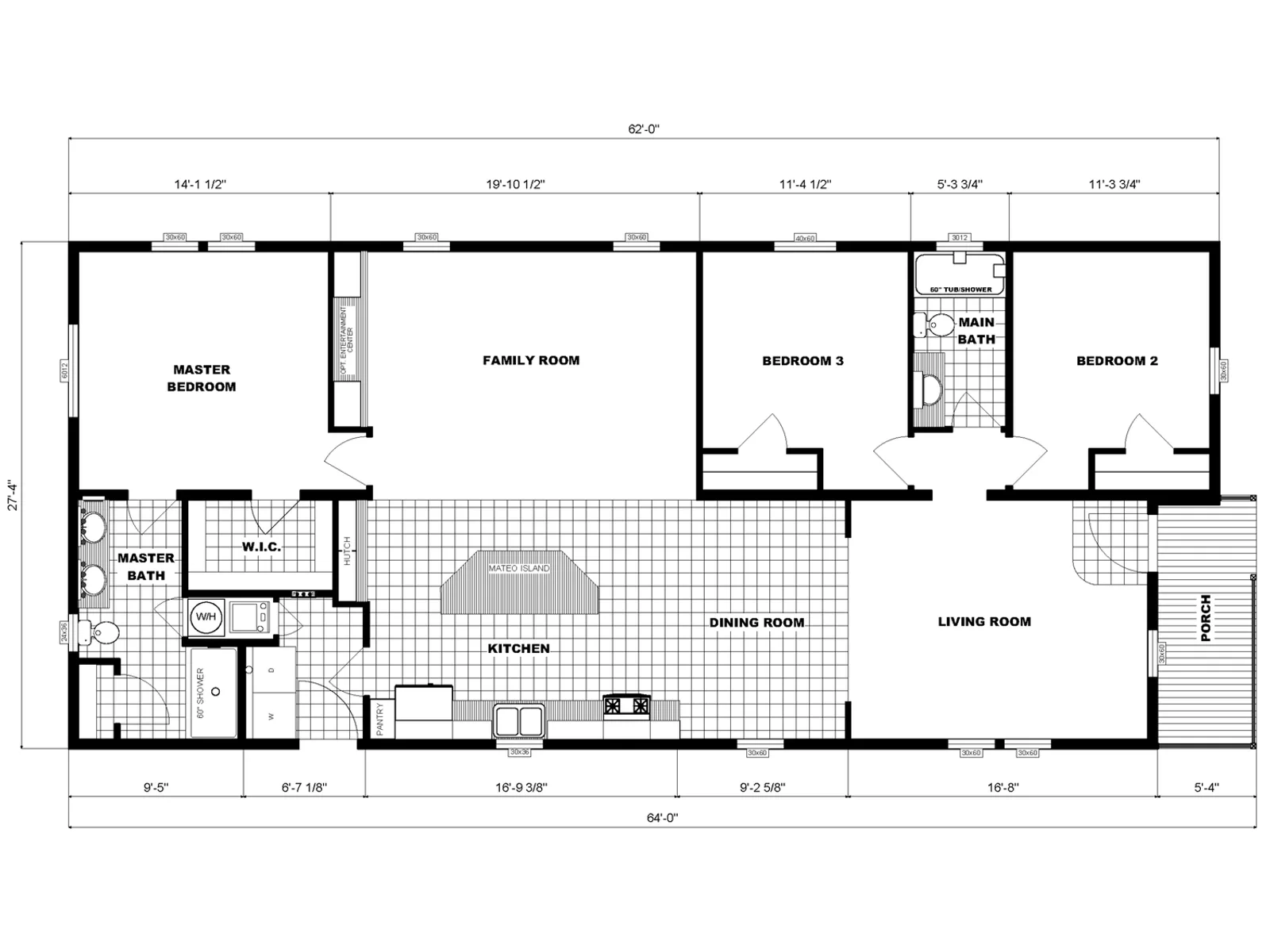 G-3603 floor plan, drawn by Pine Grove Homes