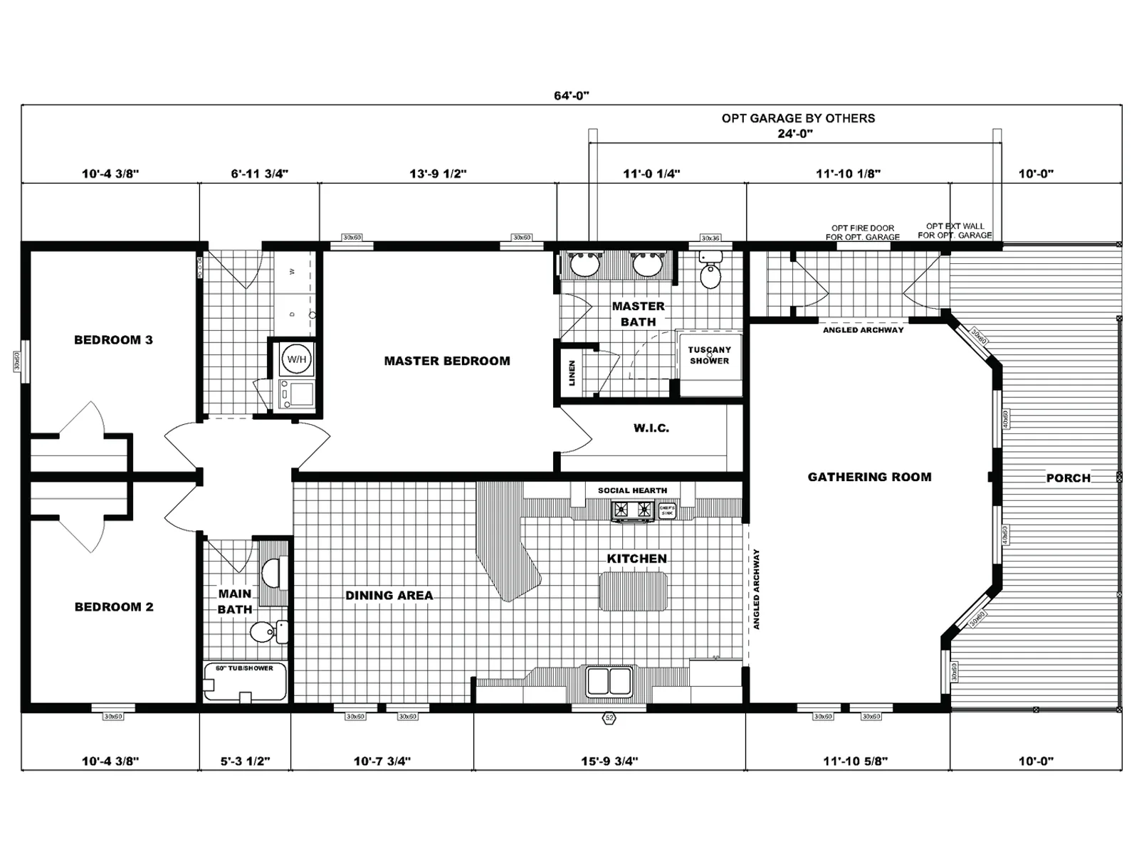 G-3645 floor plan, drawn by Pine Grove Homes