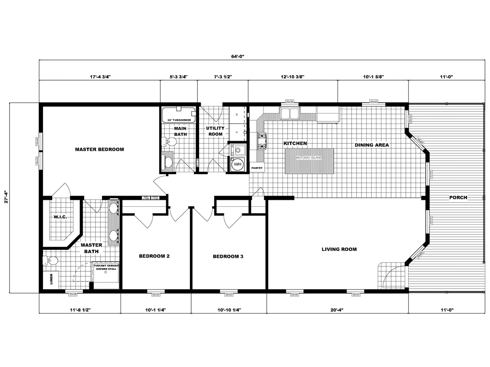G-3646 floor plan, drawn by Pine Grove Homes