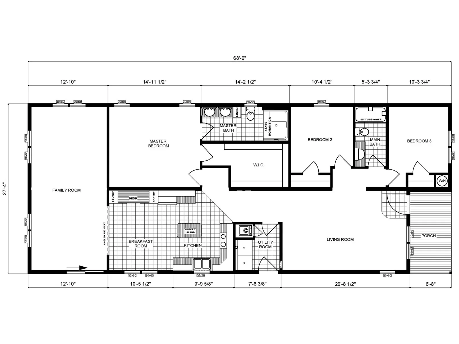 G-3656 floor plan, drawn by Pine Grove Homes