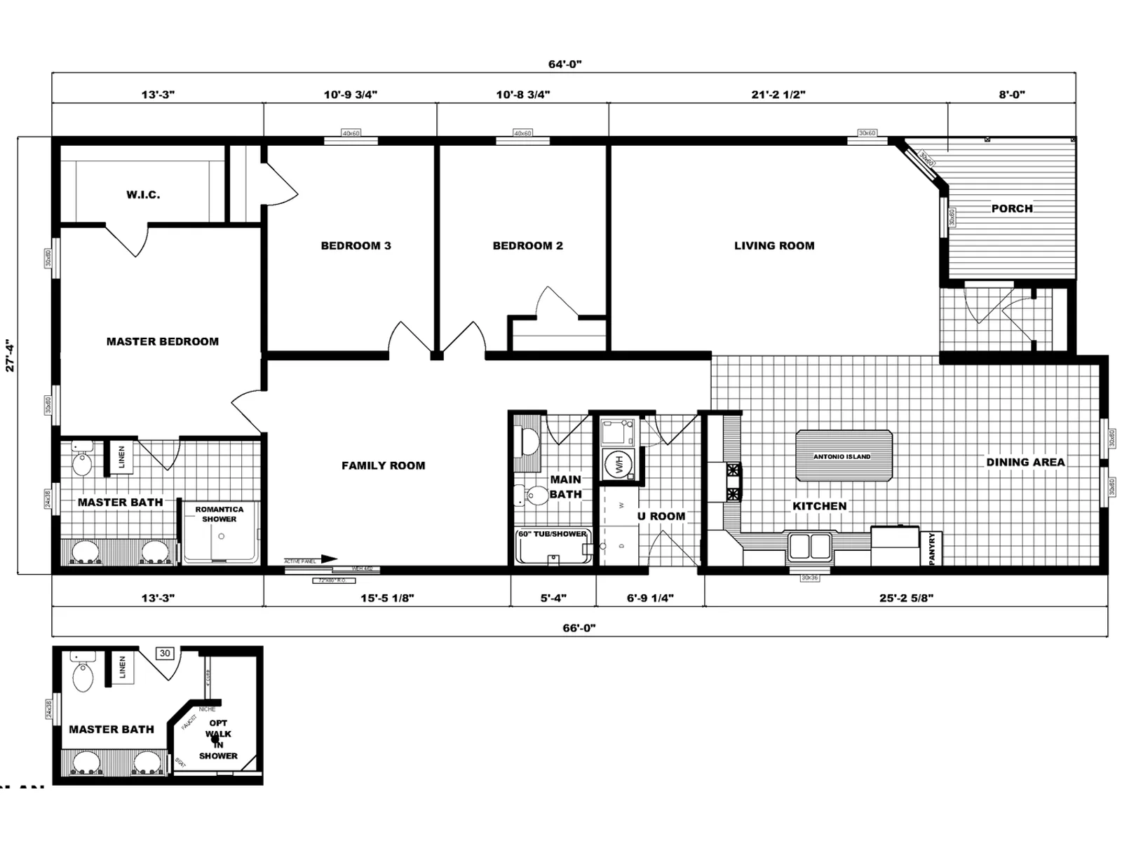 G-3660 floor plan, drawn by Pine Grove Homes