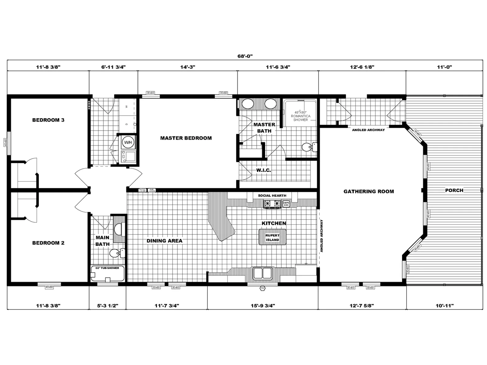 G-3661 floor plan, drawn by Pine Grove Homes