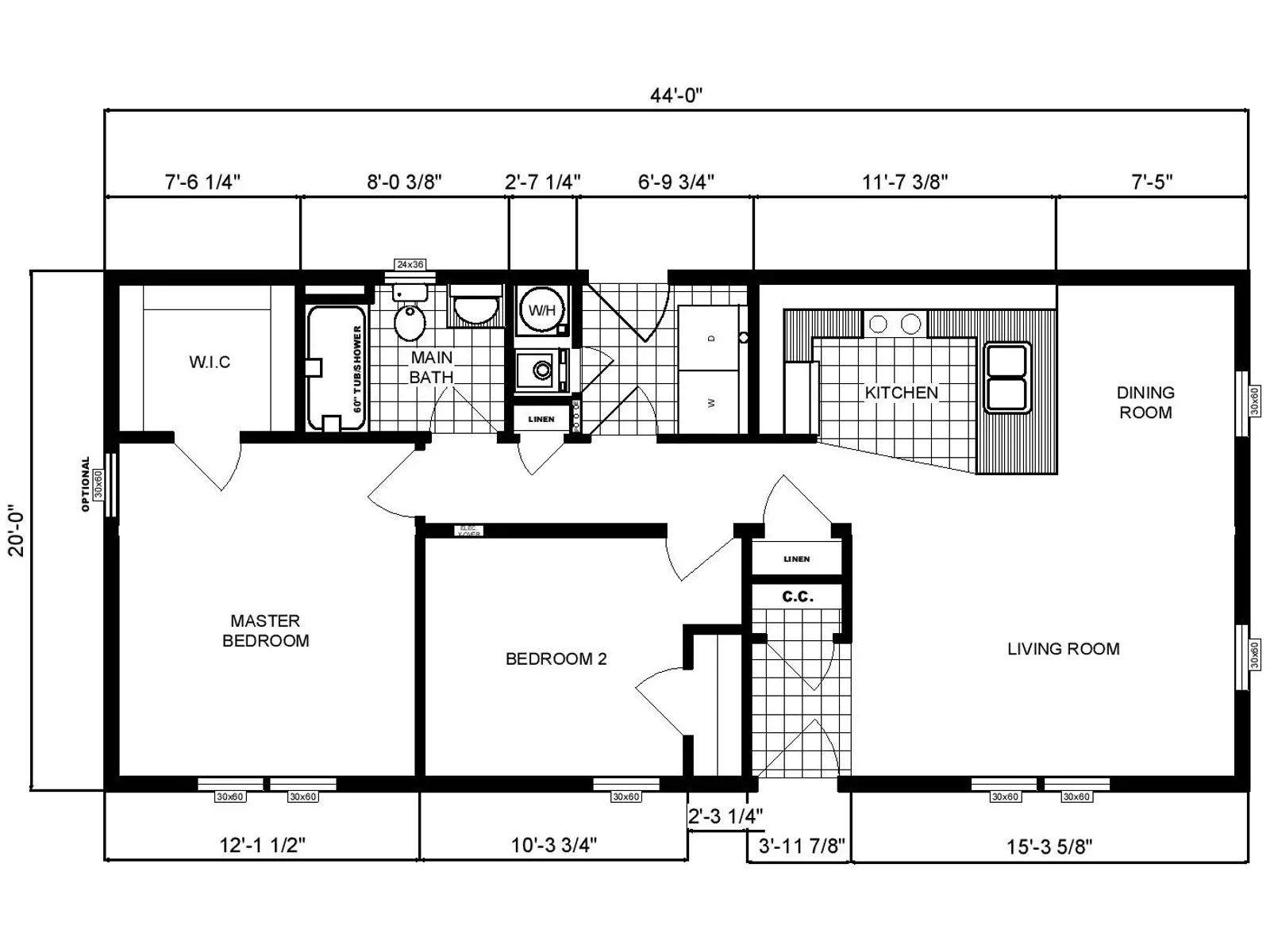 GH-110 floor plan, drawn by Pine Grove Homes