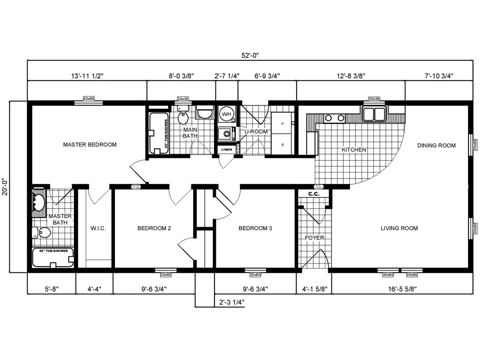 GH-130 floor plan, drawn by Pine Grove Homes