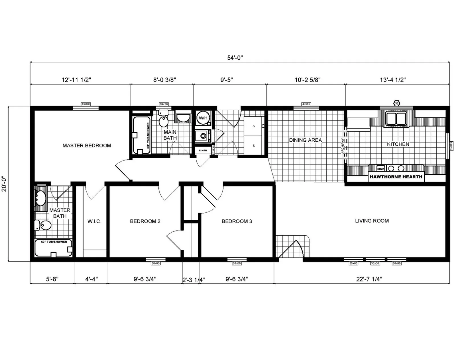 GH-137 floor plan, drawn by Pine Grove Homes