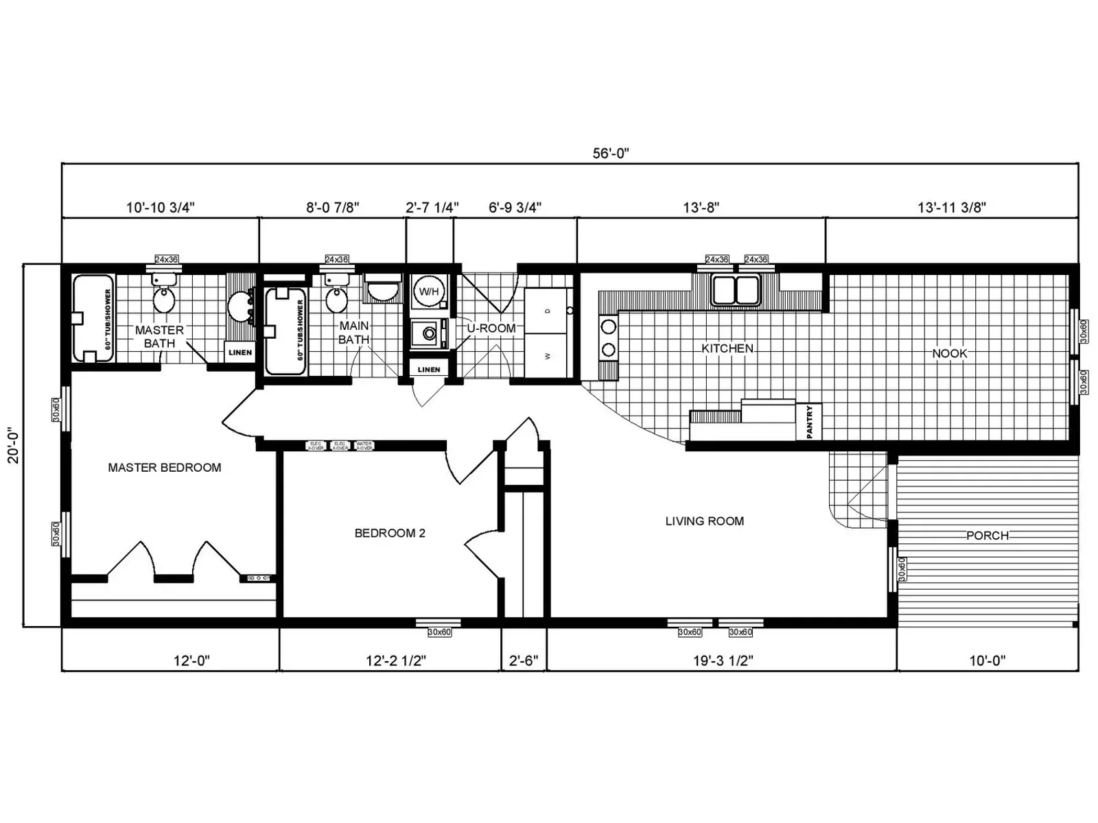 GH-140 floor plan, drawn by Pine Grove Homes