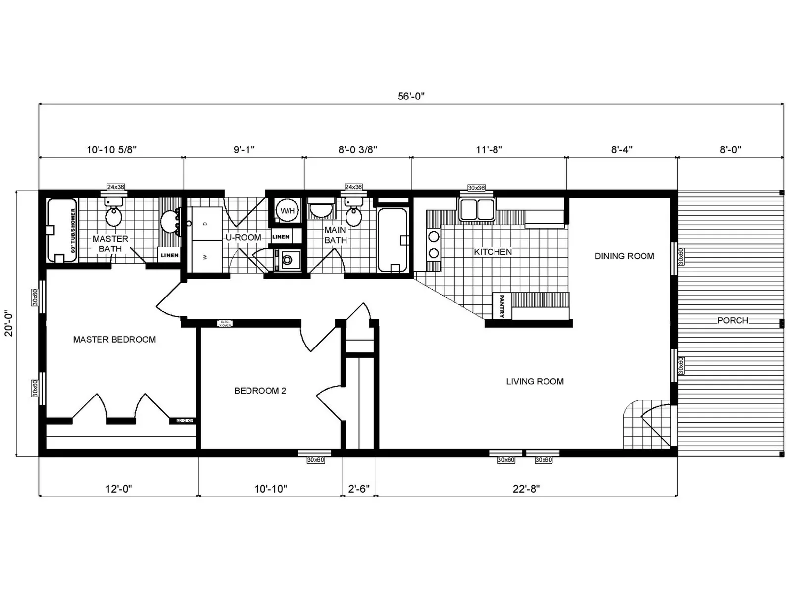 GH-141 floor plan, drawn by Pine Grove Homes